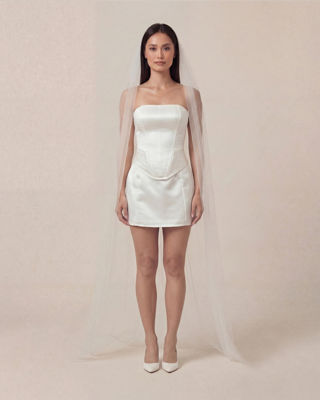 Long Veil | Floor Length Single Tiered Tulle Veil