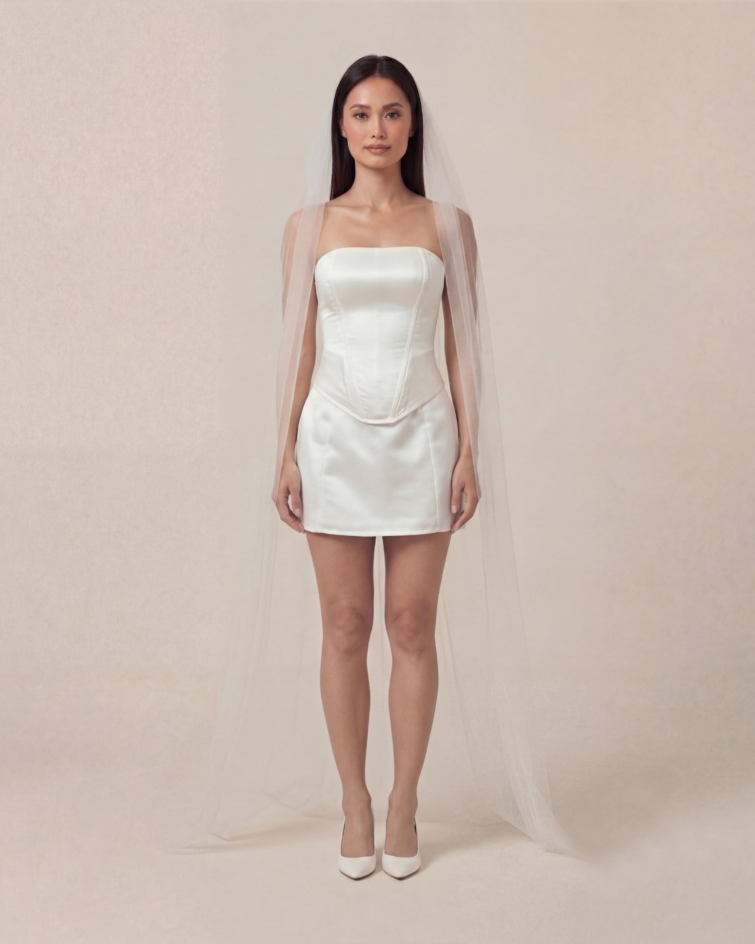 Long Veil | Floor Length Single Tiered Tulle Veil