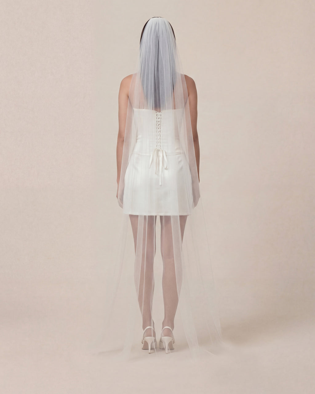 Long Veil | Floor Length Single Tiered Tulle Veil
