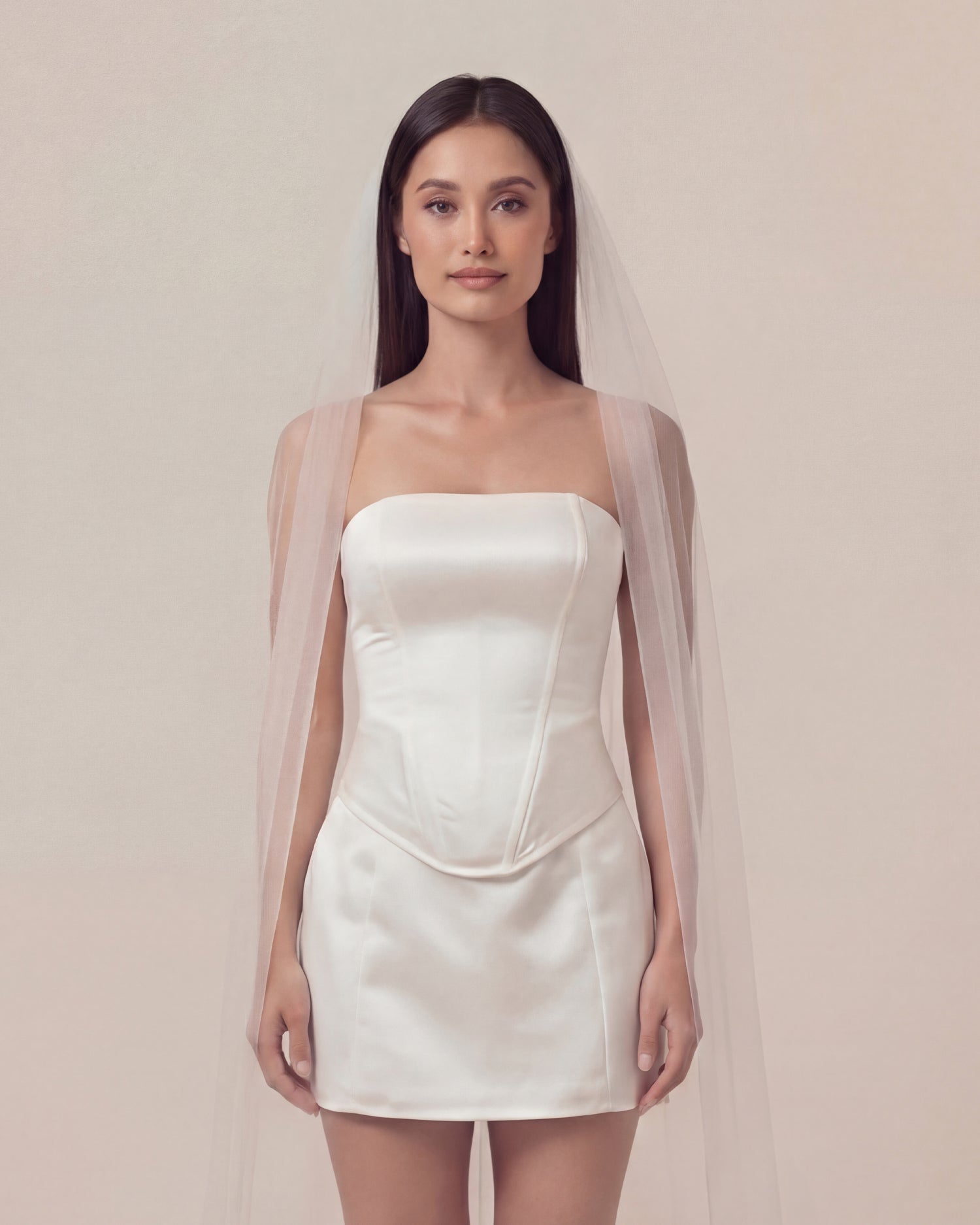 Long Veil | Floor Length Single Tiered Tulle Veil