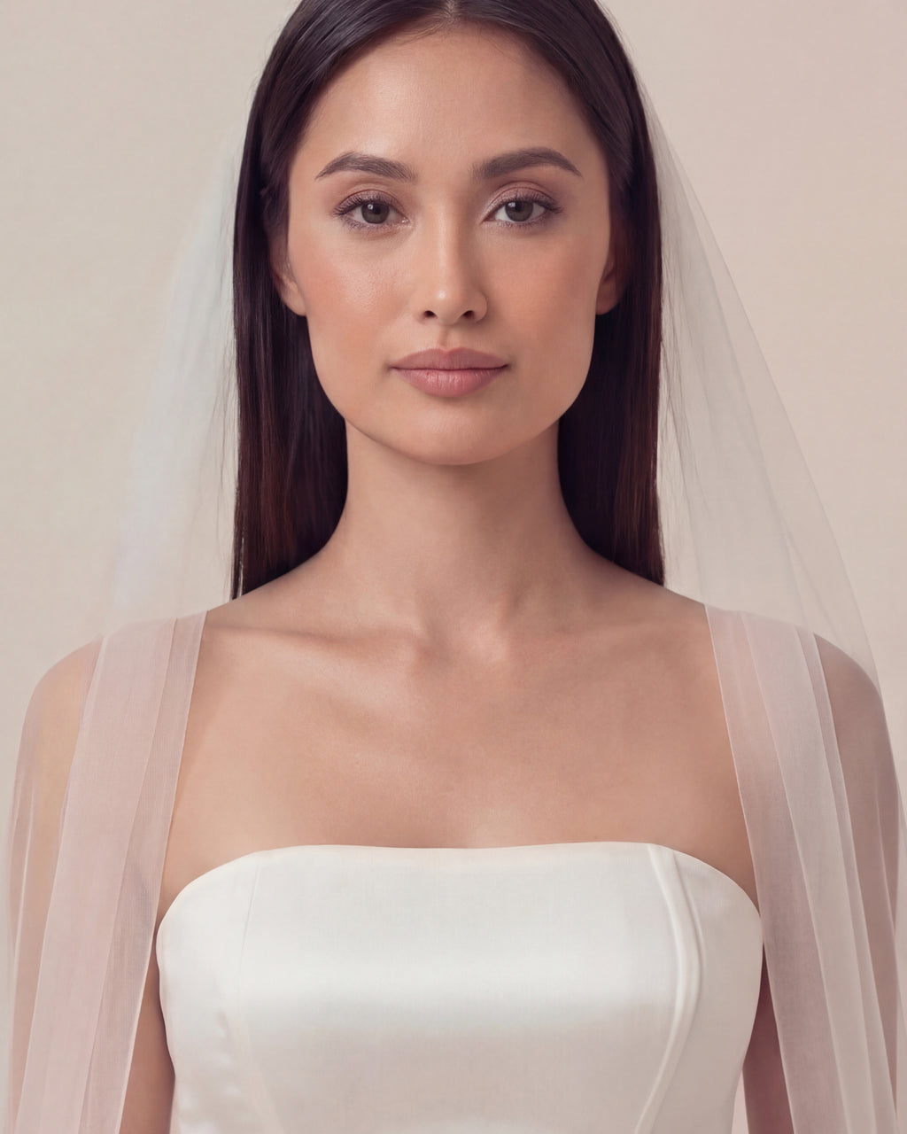 Long Veil | Floor Length Single Tiered Tulle Veil
